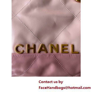 Chanel Shiny Calfskin Patchwork  &  Gold-Tone Metal CHANEL 22 Mini Handbag AS3980 Light Pink  &  Light Purple